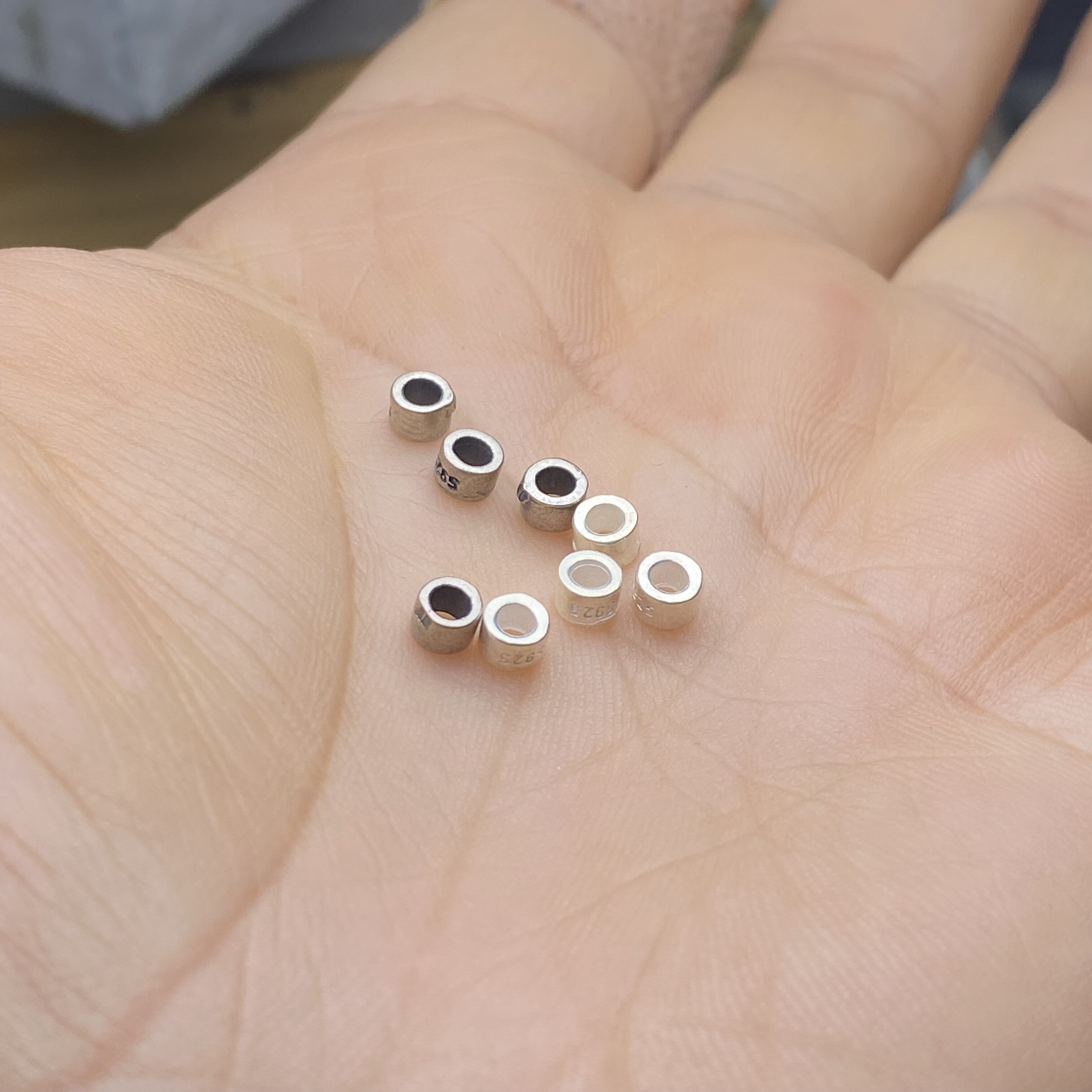 S925银隔珠桶珠散珠子手串手链项链垫片饰品手工编织diy配件配饰