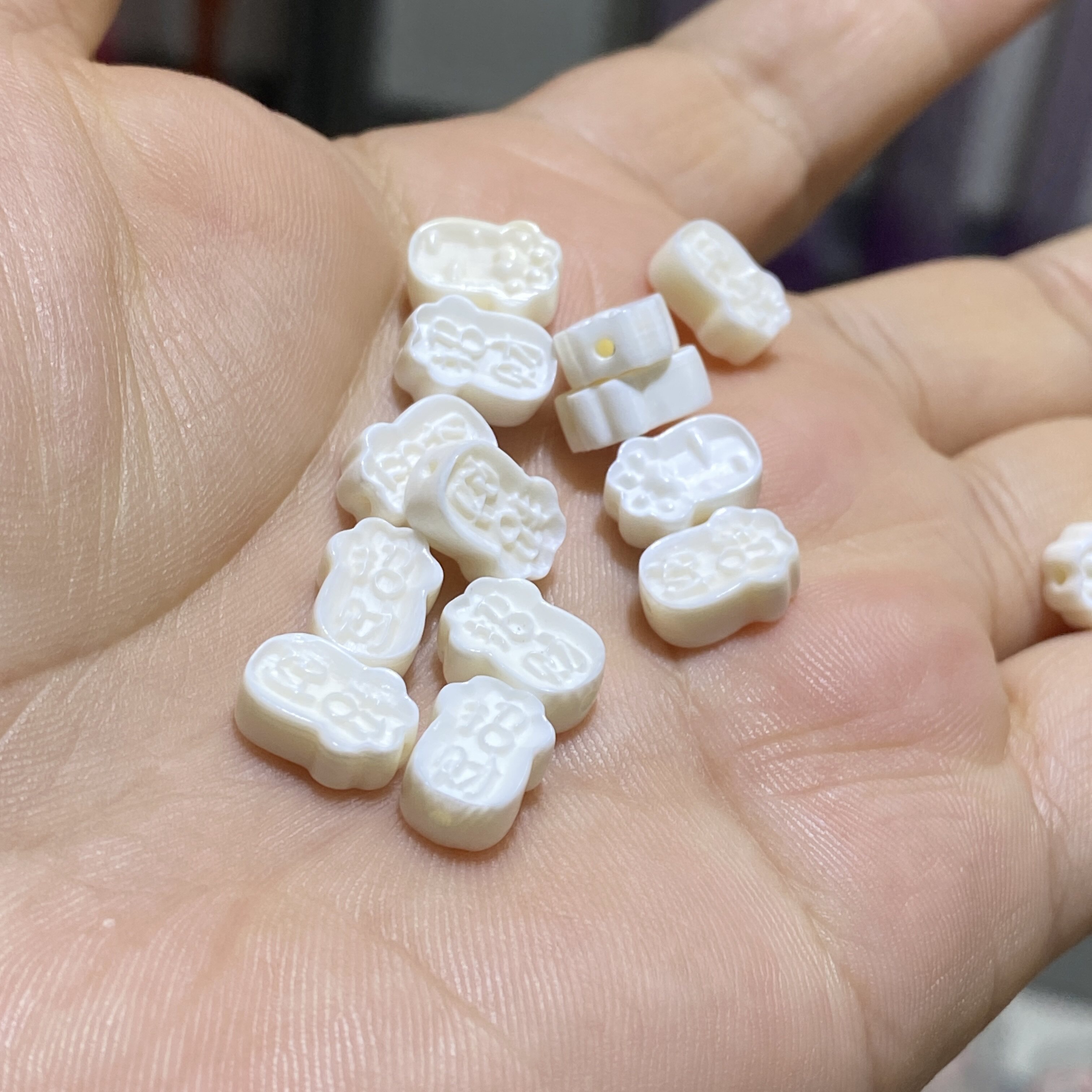 天然猛犸象牙猫爪招财牌子手链项链提溜挂件隔珠手工diy配件配饰