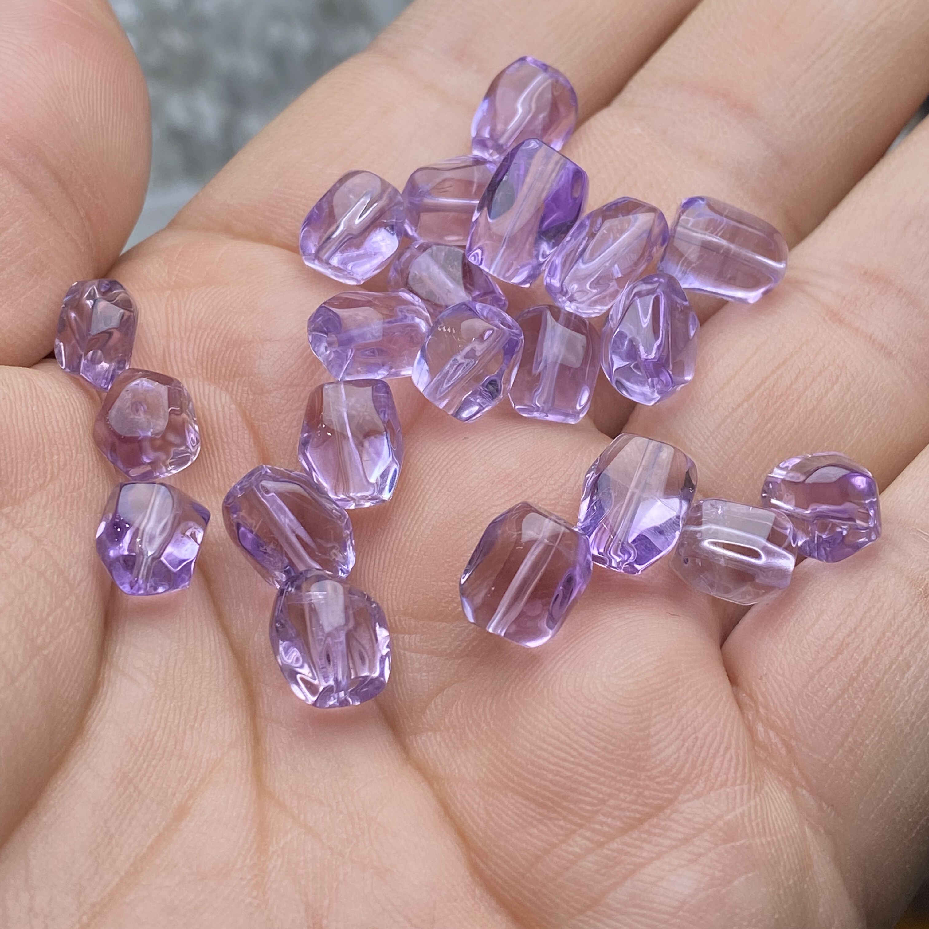 高货透体天然紫水晶随形散珠子手串手链项链碎石通孔diy配件配饰