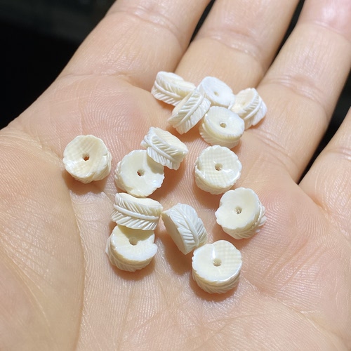 天然猛犸牙羽毛扣隔珠散珠手串手链项链多宝diy配件配饰手工饰品