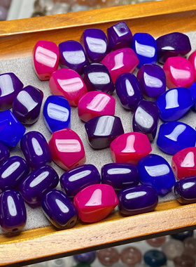 天然玛瑙蓝紫粉红色纽扣桶珠路路通手链手串项链diy饰品配件配饰