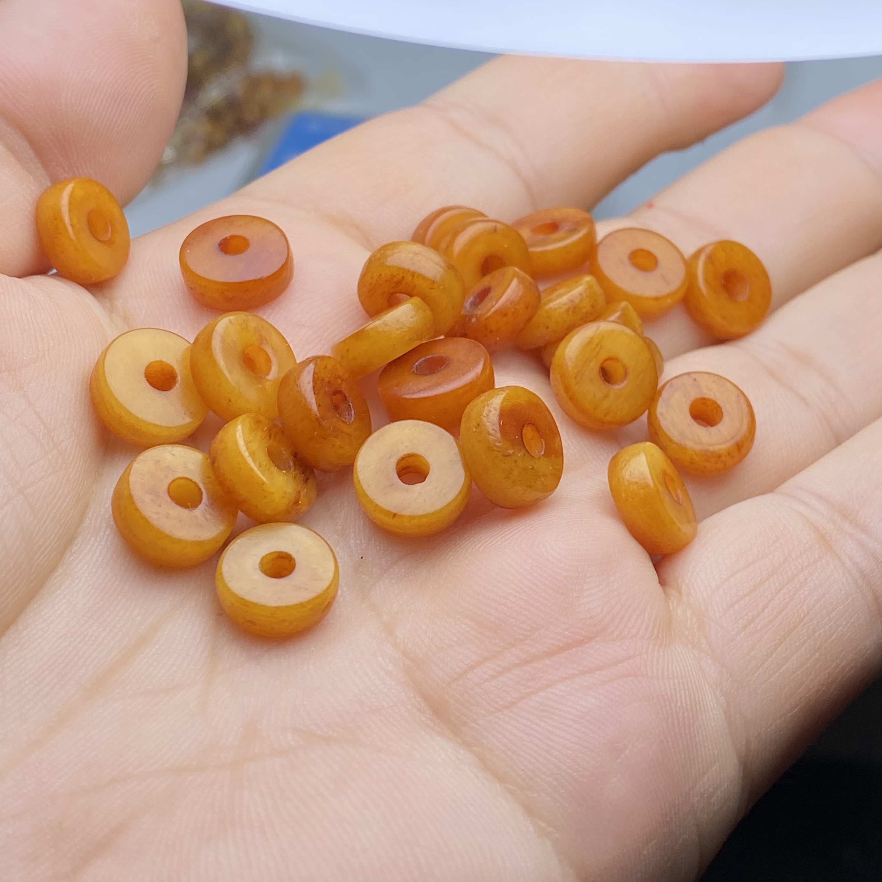 天然骆驼骨隔片垫片鸡油黄蜜蜡色大肠大孔文玩佛珠diy配件配饰品