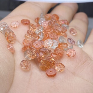 天然水晶金太阳石扁圆片散珠子手串手链项链隔珠隔片diy配件饰品