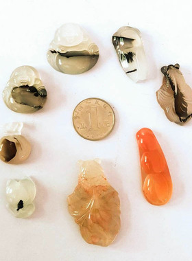 海洋玉髓雕刻挂件玛瑙象形水草花