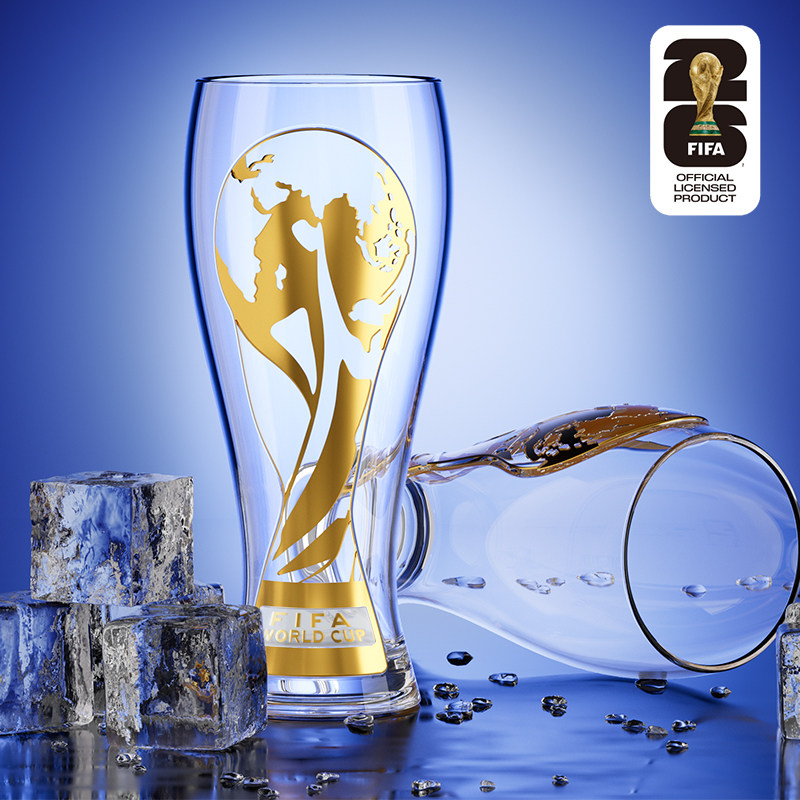 FIFA2026 世界杯正版周边啤酒杯 大力神杯造型玻璃球迷收藏杯