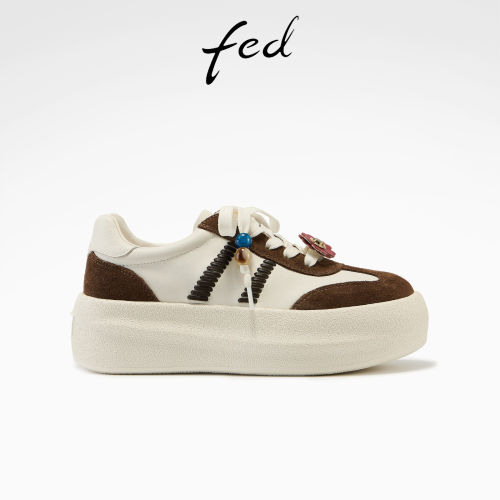 fed花缀云履休闲鞋秋季新款女鞋串珠厚底鞋时尚增高板鞋女款ZC323