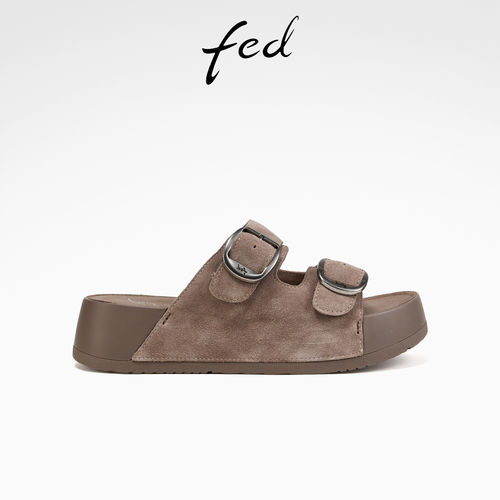 fed厚底一字拖夏季新款女鞋增高勃肯鞋复古外出拖鞋女S0416-YA072