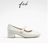 春季 女D0227 新款 法式 fed白色小皮鞋 中跟玛丽珍鞋 女鞋 单鞋 YAC536