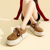 fed秋冬加绒休闲鞋 女 松糕底德训鞋 厚底百搭休闲棉鞋 舒适面包鞋