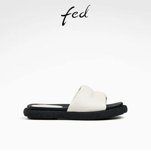 fed一字带真皮凉拖鞋夏季新款女鞋舒适户外拖鞋女款D0420-YAB695