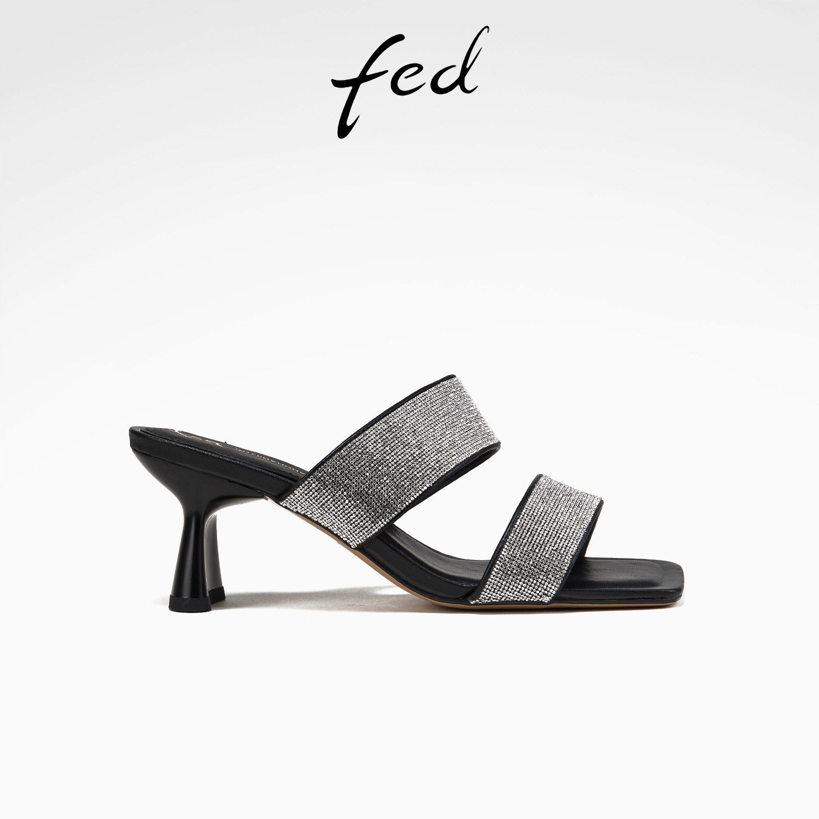 fed高跟拖鞋夏季新款女鞋一字带真皮凉拖鞋外穿拖鞋女S0327-ZC588