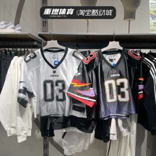 阿迪达斯三叶草短袖女2025春季新款足球衫中袖V领T恤JX9216JX9217