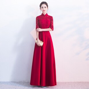 敬酒服长款秋冬季2026新款孕妇高腰显瘦大合唱晚礼服裙女结婚新娘