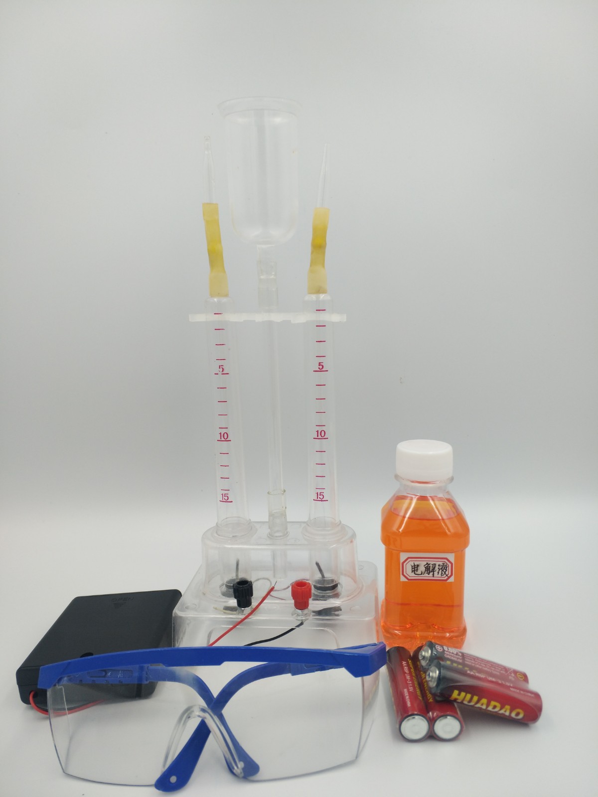 电学实验器材初中化学电解水仪器套装赠电池盒电池电解液护目镜