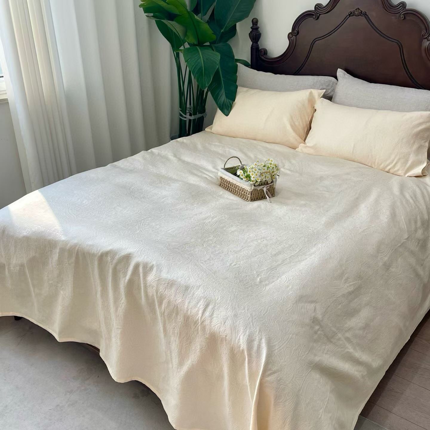 外贸出口订单120支高支贡缎匹马棉编织提花床单230*250枕套三件套