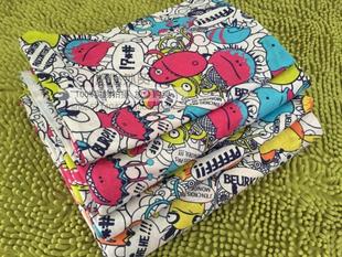 外贸余单全棉针织棉平卡通印花单人被套 床笠 枕套可配夏凉被单拍