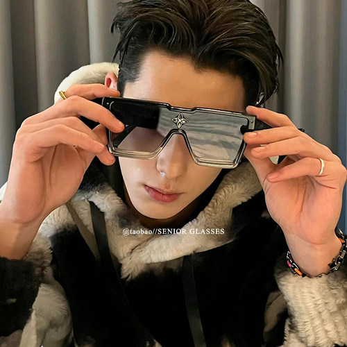 欧美风王鹤棣同款连体镶钻墨镜