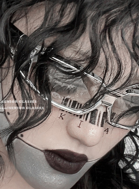 未来科技感机能赛博朋克风水银色墨镜网红街拍骑行护目太阳眼镜