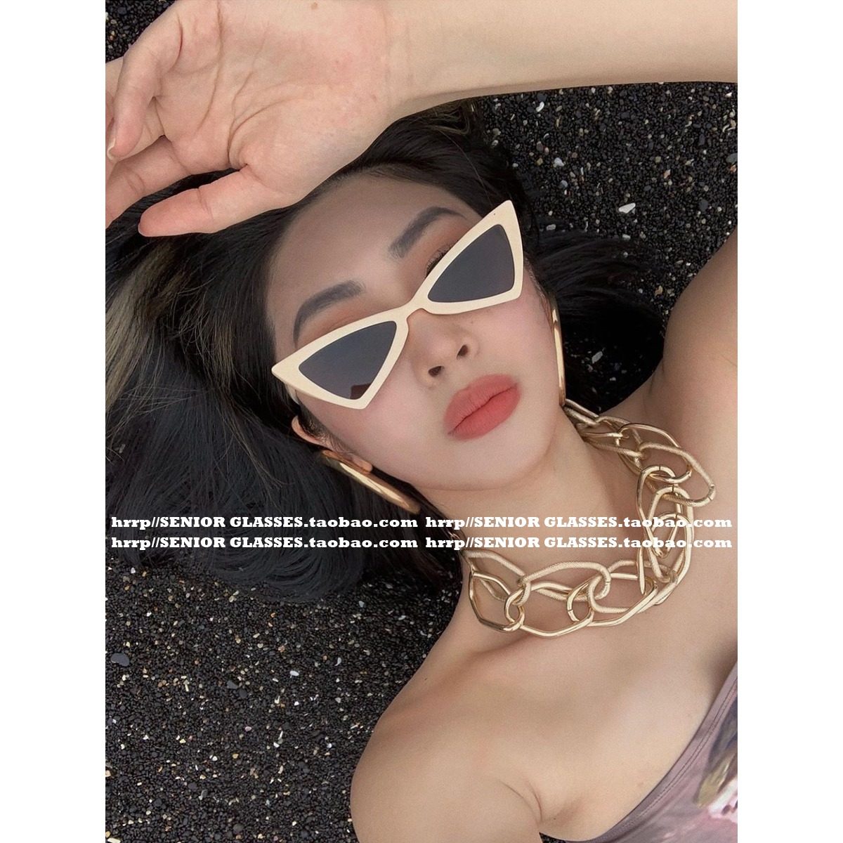 SENIOR GLASSES三角形猫眼蝶形太阳镜ins欧美网红时尚个性墨镜潮,ZIPPO/瑞士军刀/眼镜,太阳眼镜,淘宝优惠券,粉丝福利购,淘宝优惠卷