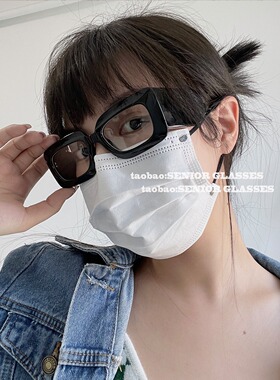 素颜b入神器复古超粗黑色眼镜框女ins风时髦摩登近视度数眼镜架男