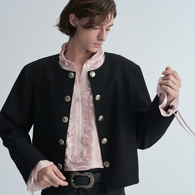 【梓渝同款】ordudiordu小香风圆领结构细闪短款小众百搭夹克外套