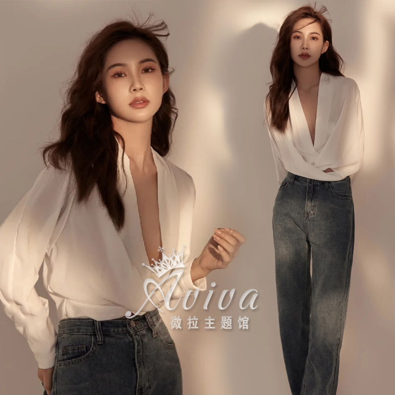 时装肖像照性感衬衣艺术写真服