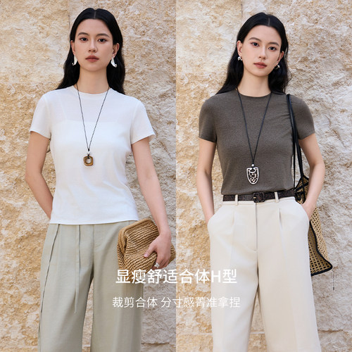 「糯米雪花T恤」天丝莱赛尔+亚麻 ｜2026夏季新款圆领短袖t恤女