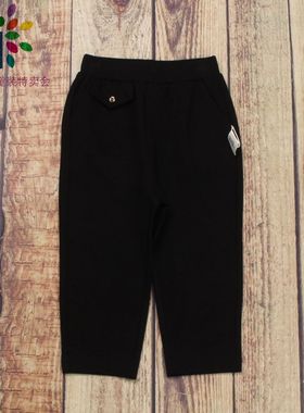 恰系列品牌童装折扣春秋装学院风黑色休闲帅气长裤206103