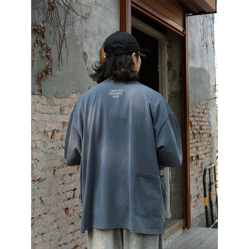 TRIFFER大阔版三口袋重磅炒色短袖tee男女款