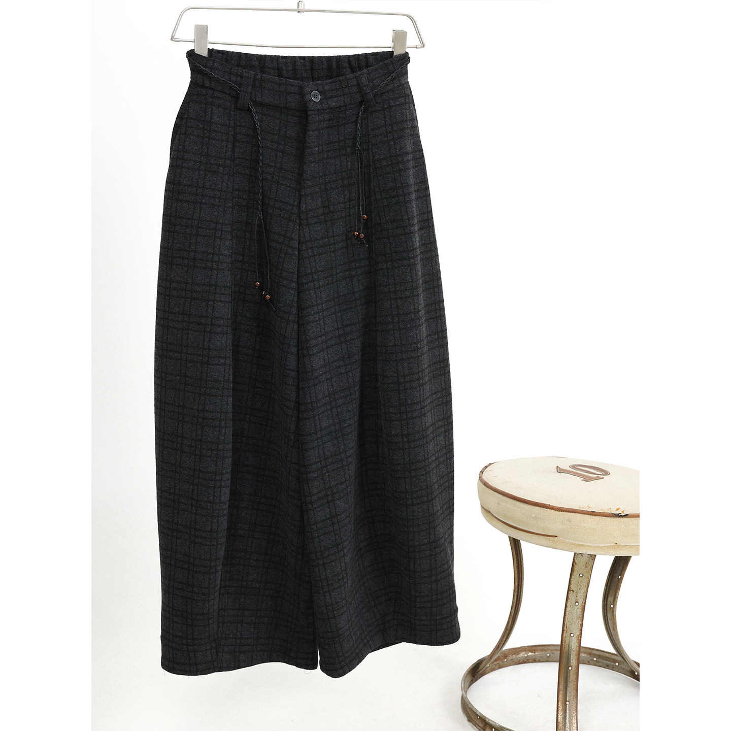 TRIFFER复古轻奢格子休闲裤 复合厚款羊毛桑蚕丝混织男女款