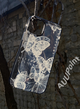 AUUPOINT适用于苹果Iphone17promax手机壳14pro蝴蝶15欧美小众黑透酷16Pro全包透黑色Ins潮酷手绘蝴蝶