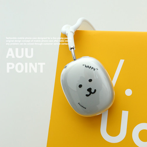 auupoint原创适用于Airpodsmax2简约头戴耳机壳卡通咔哇可爱表情苹果耳机保护套硅胶软壳透明软壳