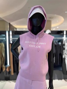 高尔夫韩版针织短袖带帽背心 女士户外运动休闲洋气百搭马甲上衣