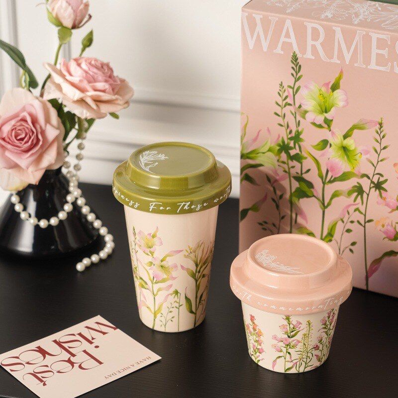 风铃百合可乐杯高颜值陶瓷马克杯