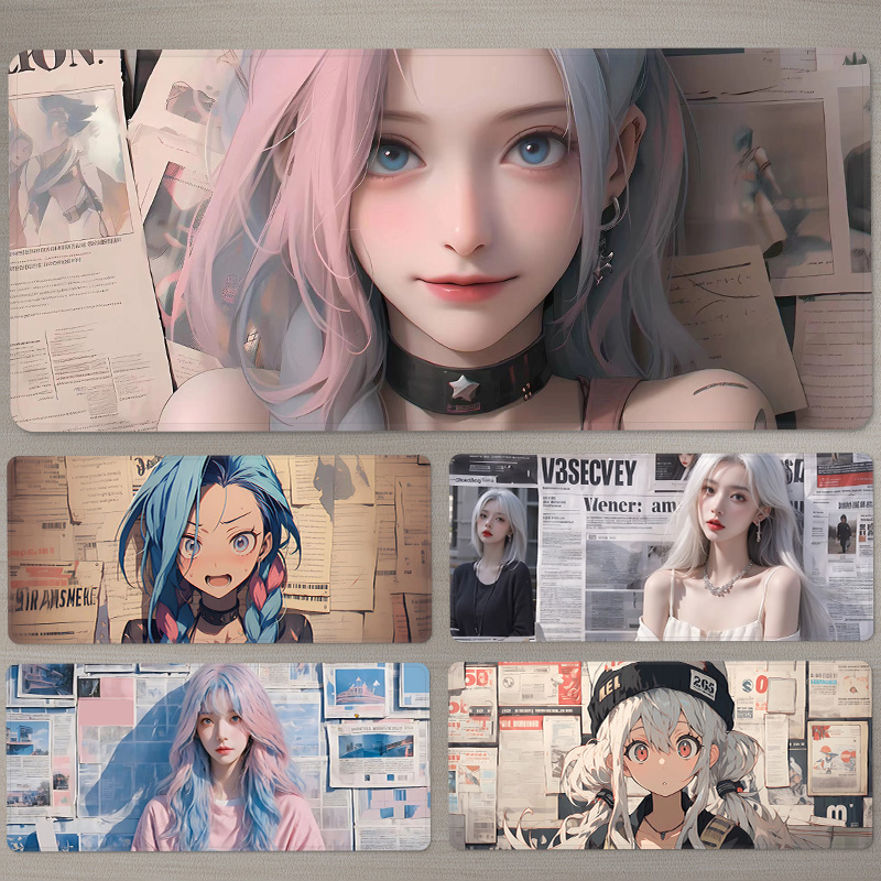 SUYA报纸少女鼠标垫超大