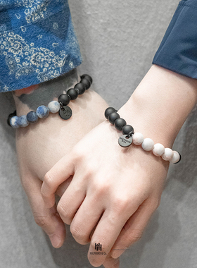 HALFHAND原创蓝纹石串珠手链 冷淡风中性情侣学生首饰情人节