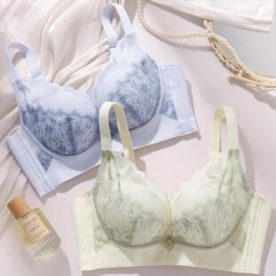 法式 轻奢蕾丝无磁莫代尔内衣AB杯中厚1.2聚拢不空杯无钢圈文胸罩