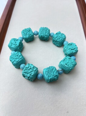 新品原创爆款绿松石回纹珠方糖手串手链礼物中国风喜庆高颜值超美