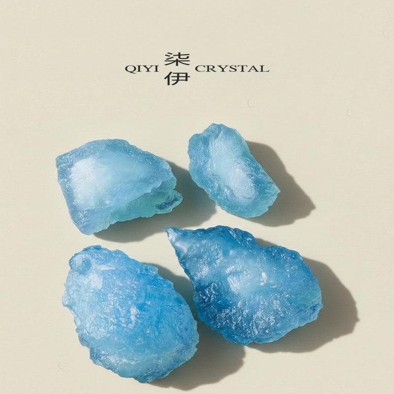 天然海蓝宝原石大颗粒摆件dly吊坠手链饰品蓝色水晶矿石标本装饰