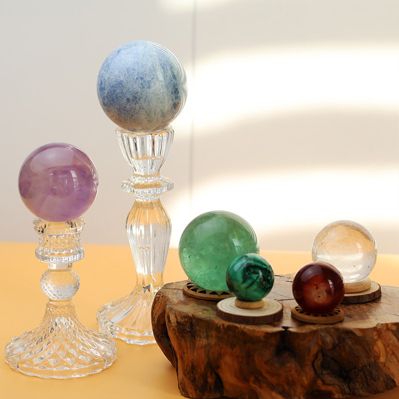 玻璃球托底座水晶球展示架欧式办公室透明客厅卧室桌面装饰摆件