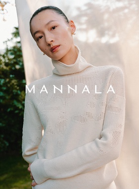 MANNALA丨“提拉米苏”温柔清雅雕琢镂空美丽诺羊毛高领毛衣Q4807