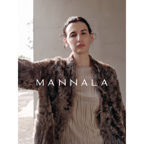 MANNALA丨“雪淞”限定丝绸感小湖羊皮毛一体V领皮草外套 Q6504