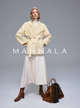 MANNALA丨“温妮大衣”定纺绵羊毛贝贝羊驼苏丽极简无领大衣Q6364