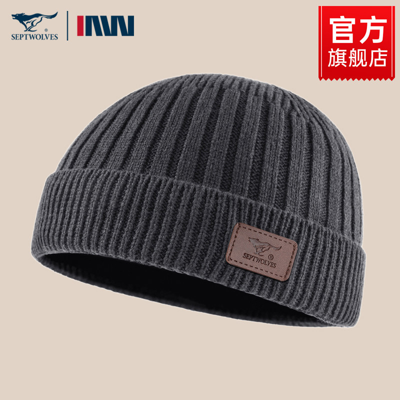七匹狼瓜皮帽男雅痞帽羊毛针织毛线帽秋冬季帽子防风骑行帽冷帽