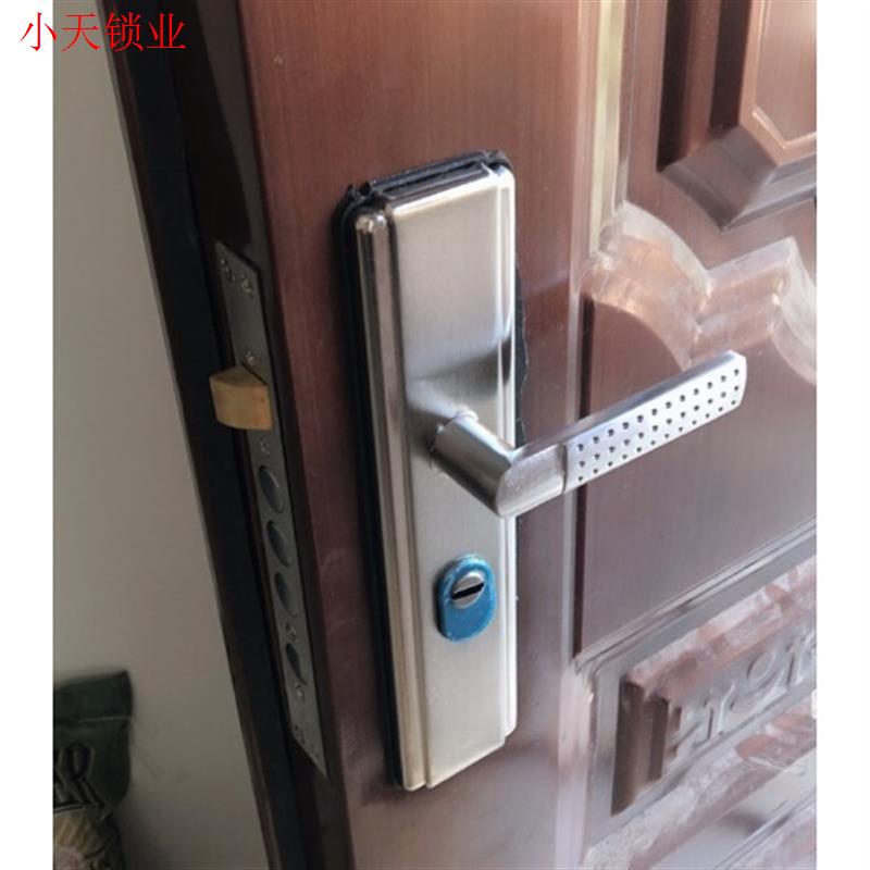 新加厚防盗门把手通用型门锁套装老式大门拉手室内铜锁心家用锁.