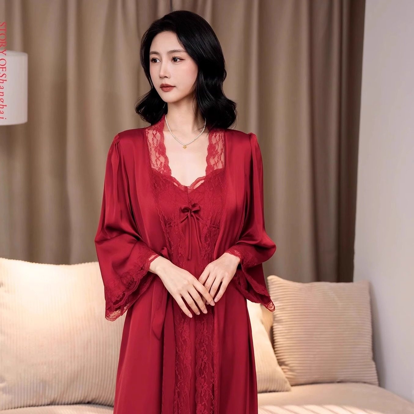 新款冰丝红白黑色吊带长睡袍晨袍宽松睡衣女可外穿家居服礼盒套装,女士内衣/男士内衣/家居服,睡衣/家居服套装,淘宝优惠券,粉丝福利购,淘宝优惠卷