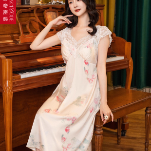 达芬奇密码 冰丝宽松睡裙睡衣女连衣裙可外穿 2025春夏新款 设计师款