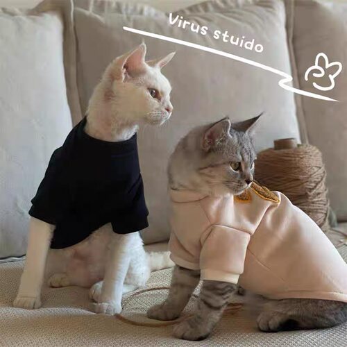 秋冬加绒保暖无毛猫狗大地色卫衣