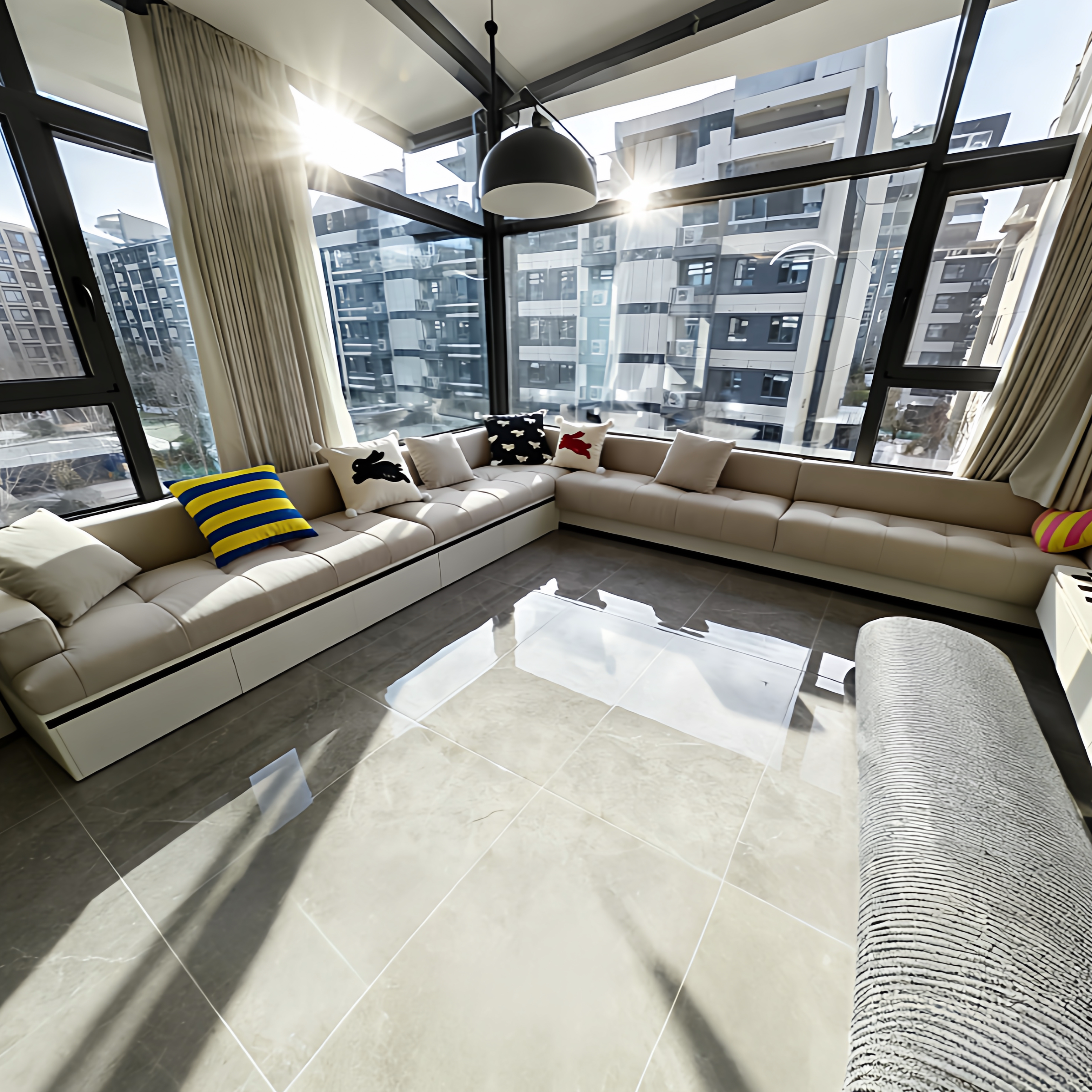 木与组合丹尼尔飘窗沙发转角可躺可睡定制靠背一体卡座飘窗定制