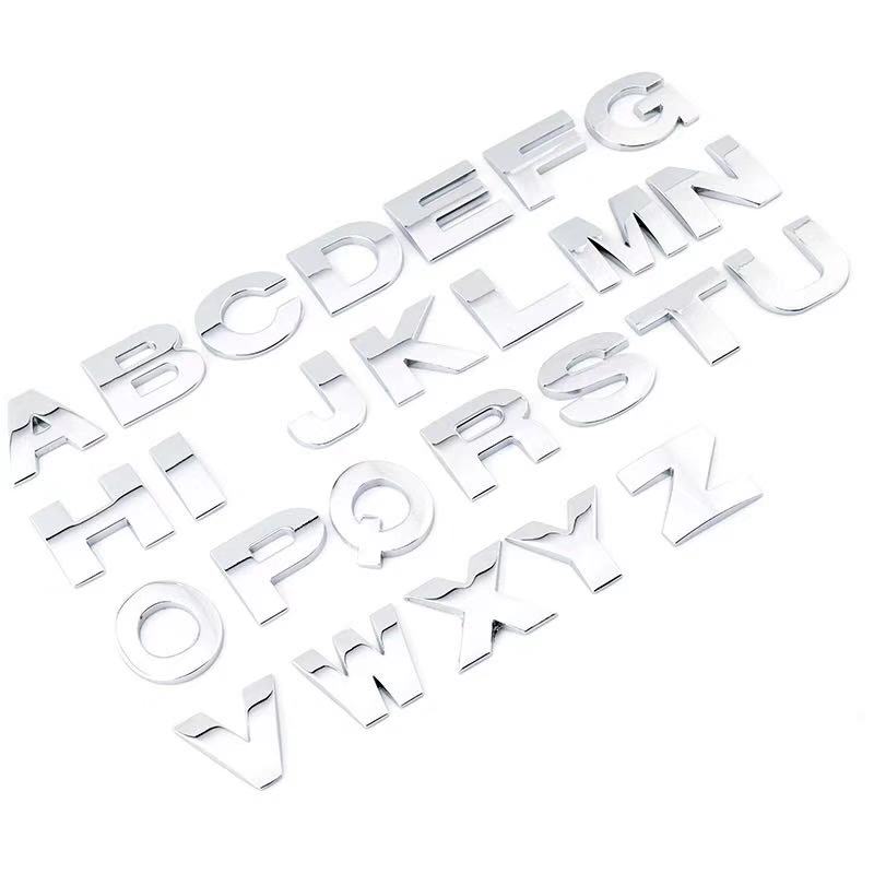 实心金属贴汽车贴纸车用英文字母车贴个性改装数字贴车身排量尾标